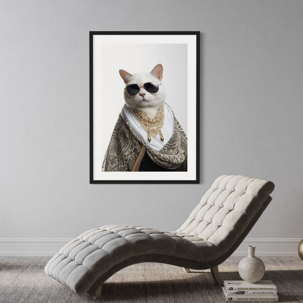 Stylish cat in luxurious attire