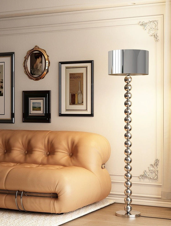 Silver beaded floor lamp