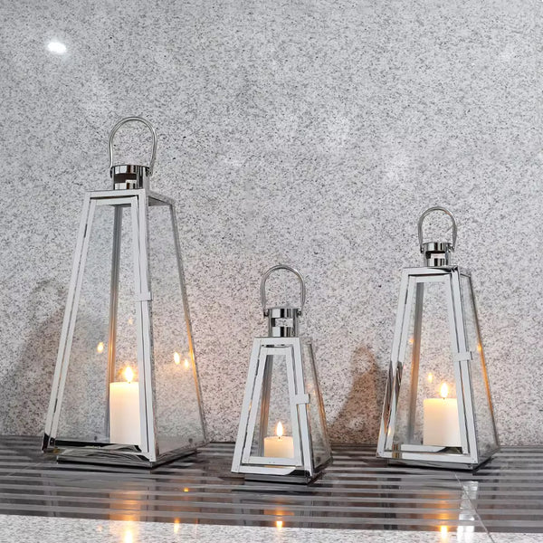 Silver lantern set 3 pcs